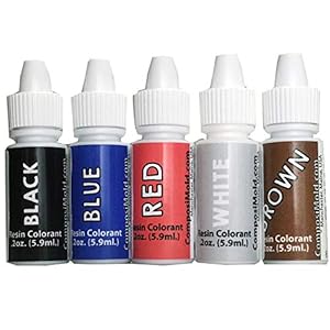 Epoxy Resin Color Pigment (Dye) Popular Colors Kit Black, Blue, Red, White, and Brown Liquid for Improved Mixing, Woodwork, Countertops, Floors, 6cc Each