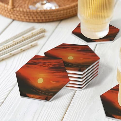 Dessous de verre céramique haut de gamme géométrique avec support de rangement métal - 8