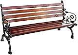 WYCSAD Parkbank Terrasse Gartenbank Hinterhofbänke Outdoor Parkbank Terrasse Gartenbank Wetterfest mit Armlehnen und Rückenlehne Korrosionsschutz Massivholz Gusseisen bequem (Hellbraun