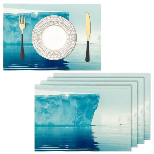 Set de table lavable bleu lin coton pour protéger la table des taches