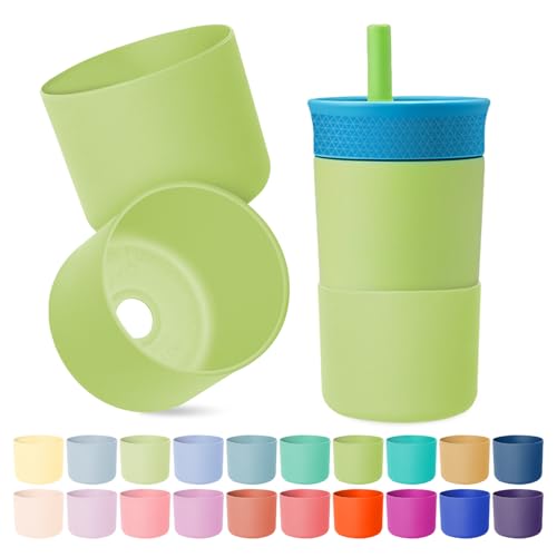 2PCS Higher Silicone Boots for Owala Kid Water Bottle, Compatible with Owala Kids FreeSip 16oz, Tumbler 15oz & 12oz, Flip 14oz, Scratch-Resistant Bottle Accessories, BPA-Free