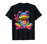 Cute Frog Tie-Dye Frog Peace Sign Hippie T-Shirt
