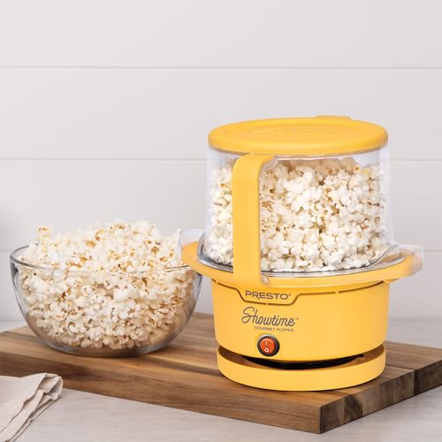 Presto 05206 Showtime Gourmet Oil Popcorn Popper - 9-Cups, Built-In Serving Bowl, Compact Design, Ceramic Nonstick, PFAS Free, Yellow by Presto - Used condition - Image 6