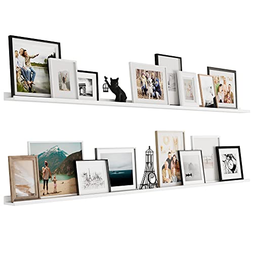 Wallniture ZISBE221 Denver White 84 Inch Picture Ledge Shelf For Living Room Decor, Floating Shelves thumb #8