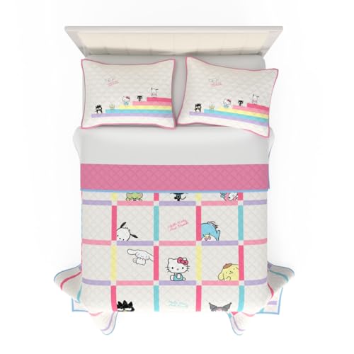 Sanrio Hello Kitty & Friends Holiday & Christmas 3 Piece Quilt & Pillow Sham Set, Full Size 88" x 92", (Officially Licensed Product) by Franco