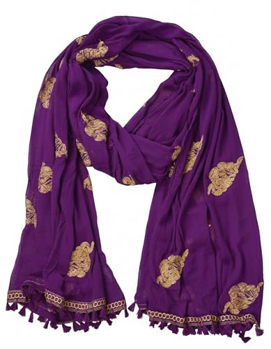 Image of YOUTHQUAKE Golden Patti Embroidered Work Chiffon Dupatta for Womens & Girls with Jaalar Lace