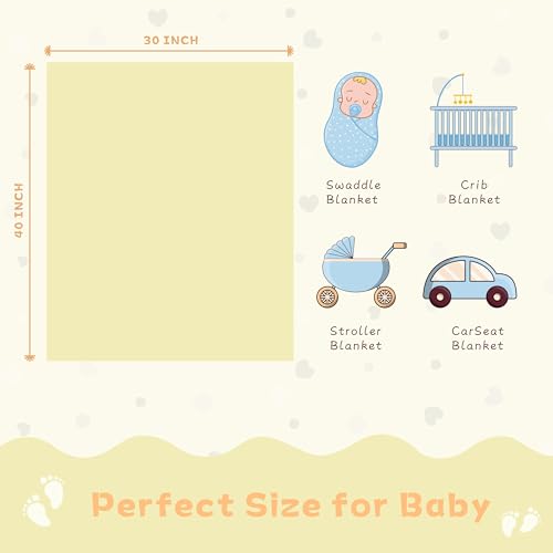 Image of Yurhap Fleece Baby Blanket Heart Checkered Blanket, Ultra Soft Cozy Baby Blankets for Girls Boys, Fluffy Infant Toddler Newborn Receiving Blankets for Crib Stroller 30 inchx40 inch (Yellow)