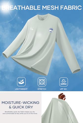 Image of Mens UPF 50+ Rash Guard Quick Dry Lightweight Summer UV Sun Protection Long Sleeve Swim Shirt (S-XXL)