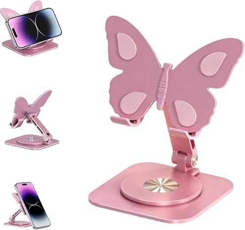 Support de téléphone rotatif 360 rose pour libérer vos mains au bureau et à la maison