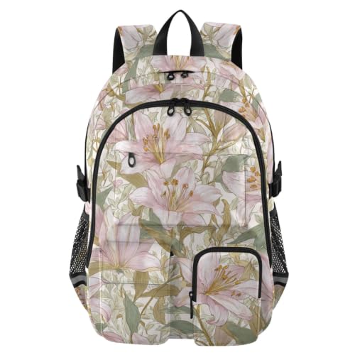 Mochila para laptop estilo William Morris de viaje bolsa de trabajo con lirios retro