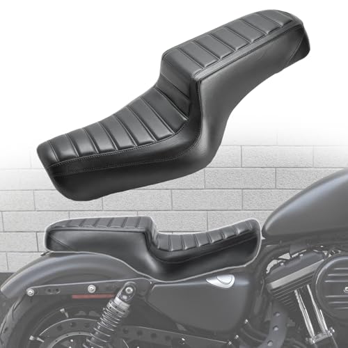MOJINLI 2up seat Fit Harley Sportster XL883N X48 2.0-3.3GAL Horizontal black