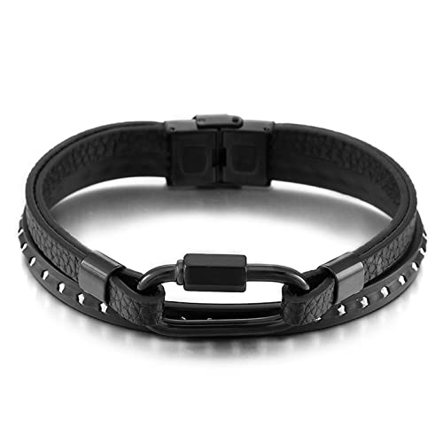 Bracelet en cuir KnSam 23cm, le cadeau punk fantaisie idéal pour homme