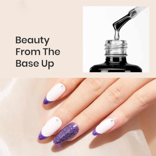 Image of No Wipe Gel Top Coat And Base Coat Set - Soak Off Led Nail Lamp Gel Base Top Coat Finish Nail Art Design For Women 2 PCS (15ML)