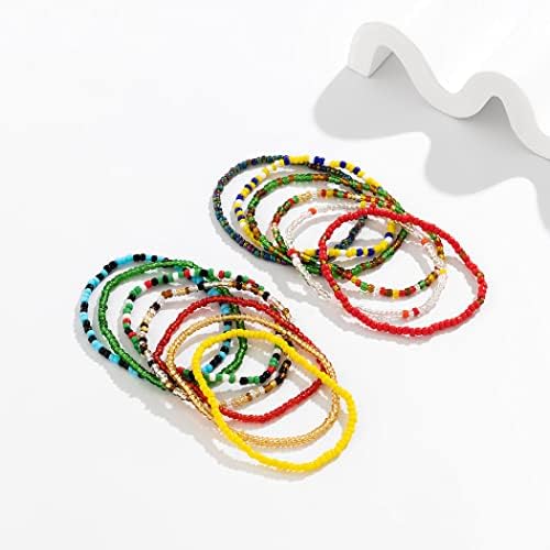 Boho Beaded Pearl Bracelets Handmade Colorful Seed Beaded Bracelet For Women Girls Boho Summer Beach Y2k Jewelry(13Pcs)
