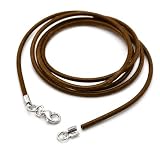 Unbespielt, Collana in Pelle Marrone, da Uomo, Donna, Bambino, con Chiusura a moschettone ...