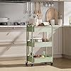 3 Tier Rolling Cart with Table top, Metal Rolling Utility Cart, Sturdy Storage Organizer Cart with Locking Wheels & Hooks for Office, Classroom, Kitchen and Bathroom