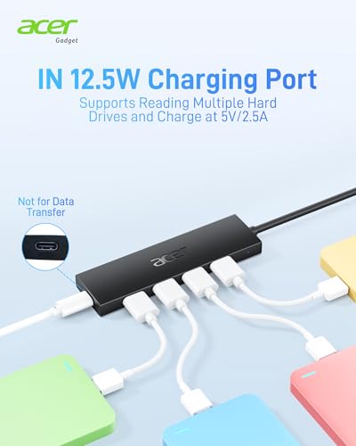 Hub USB 3.0 con 5 Porte, Sdoppiatore Multi USB 3.0 Adattatore USB alta Velocità 5Gbps, Compatibile con MacBook Pro Air iMac Surface Laptop Chiave USB Disco Rigido Tastiera(60cm) - Hub USB - Immagine 3