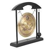 Warmhm Vintage Kupfer Gong Ornament Doppel Drachen Tischgong Desktop Deko Mit Flacher Unterseite Langlebiges Heimornament Für Stilvolle Wohn Und Büroszenen