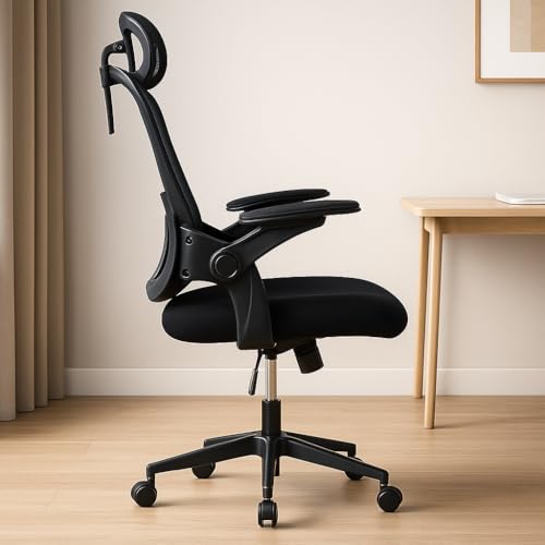Miniatura 6 de Silla De Oficina Escritorio O Estudio Ergonómica Con Ruedas Reposacabezas Y Reposabrazos Ajustables Soporte Lumbar Respaldo De Malla Transpirable Altura Regulable Ideal Casa O Trabajo