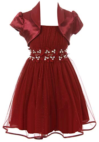 BluNight Collection Beautiful 2 Pieces Bolero Dress Rhinestones Shiny Holiday Flower Girl Dress USA