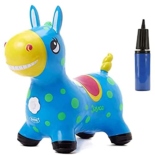 NUKied Jouet rebondissant à partir de 1 an avec pompe à main, pompe à cheval sauteur pour enfants, en caoutchouc Best Eco-Friendly pour enfants à partir de 2 ans (bleu) Cover