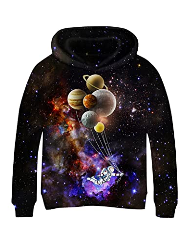 Linnhoy Camisolas com impressão digital 3D para meninos e meninas 6-15 anos - preto - 14-15 anos, Preto 1