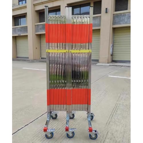 Barrera de metal expandible con ruedas, puerta de seguridad plegable portátil para control de tráfico industrial, barrera de seguridad móvil para gestión de multitudes y control de acceso