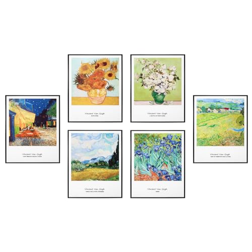 HNKNDECO Vincent Van Gogh Canvas Wall Art Prints,Sunflower wall art irises Posters,6PCS Gallery Art Prints Decor Unframed,Famous Artist Paintings Picture Living Room Bedroom Bathroom(8”x10” UNFAMED)