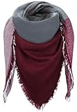 TOP FARBEN PiriModa XXL Schal Karoschal Karo Top Qualität Deckenschal Winterschal 140cm x 140cm (M Bordeaux/Grau/Weiss)