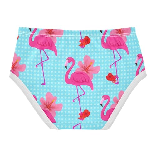 Animal Toddler Underwear Custom 2t Cotton Little Girl Panties Pink Flamingos Tropical Blue Undies Kids Briefs2