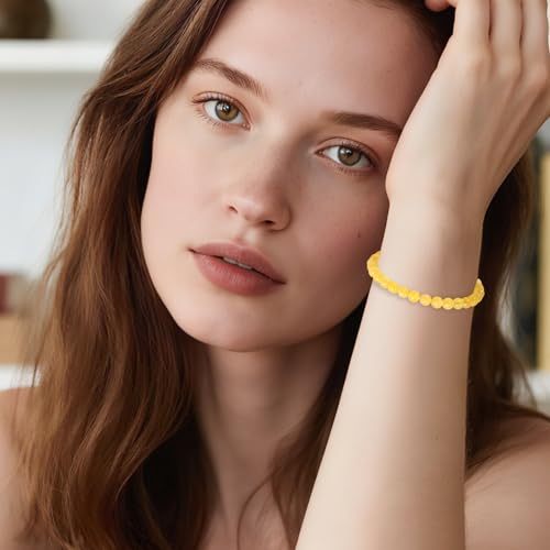 Citrine Bracelet, Stone of Wealth Bracelet Elastic Crystal Beaded Bracelets Spiritual Jewelry for Women Men4