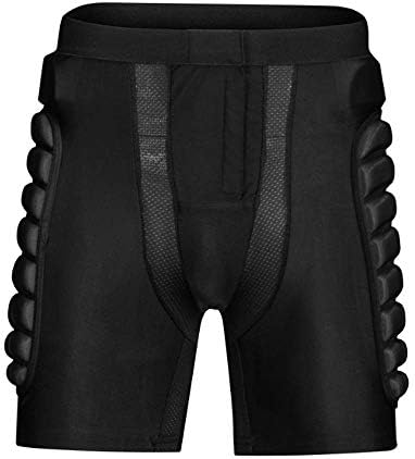 Ironwood Banana 3D Padded Compression Shorts for Snowboard Skate Ski Mountain Bike Cycling Motocross (L) Black
