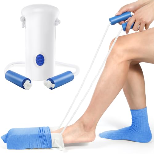 KEKOY 4.5inch Large Sock Aids for Putting Socks On for Men and Women, Easy to Use Than Sock Aid Stocking Slider with Three-Finger, Sock Helper with Foam Handles for Disabled Aids, Elderly (White)
