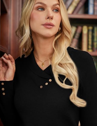 Image of GRACE KARIN Women Fall Long Sleeve V Neck Collar Knit Pullover Sweaters