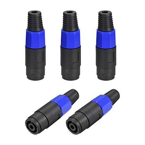 uxcell SpeakOns Speaker Female Adapter Connectors,4 Pole Speaker Plug Twist Lock,Speakons Compatible,5pcs