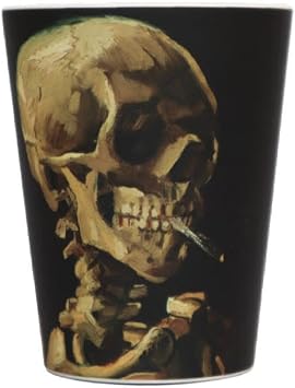 Ecoffee Cup 12oz 350ml Van Gogh Collection Reusable Eco-Friendly 100% Plant Based Coffee Cup with Silicone Lid & Sleeve - Melamine Free Dishwasher/Microwave Safe Travel Mug (Skull)