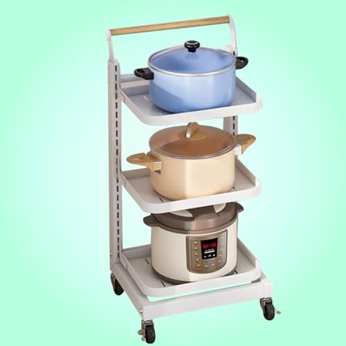 Carrito de almacenamiento de 3 niveles con cajones, plegable, para cocina y baño, color blanco, con 3 tablas, solución versátil de almacenamiento para el hogar