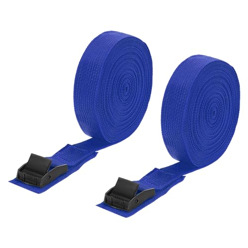 Image of uxcell Tie Down Straps, 2Pcs Adjustable Buckle Lashing Straps, 23' x 1 inch Cinch Strap for Luggage Packing, Cargo, Trucks (Dark Blue)