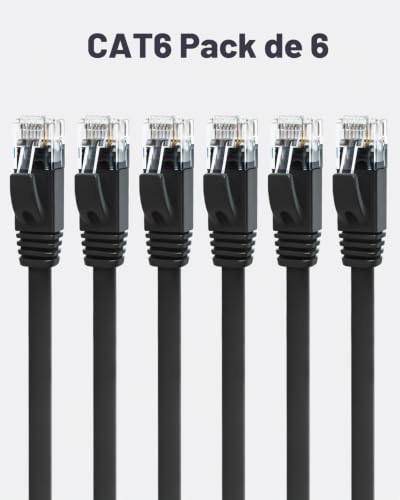 Yauhody Cat 6 1 m 6Pièces Câble Ethernet, Rj45 Câble Réseau Plat 1000 Mbit/s Lan Cable Internet pour Modem Routeur PS5 PC TV Switch, Plus rapide que la Cat 5(1m/6Pièces/Noir) – vue 8