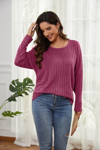 Long Sleeve Shirts for Women Fall Fashion 2025 Tunic Tops Dressy Casual Blouses Loose Knit Pullover Sweaters4
