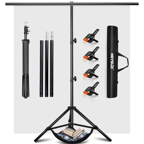 Heysily Weißer Fotohintergrund mit Ständer 2x2m & 1.5x2m – Fotohintergrund Weiß Stoff Set, Backdrop Stand für Fotostudio, Portrait, Produktshooting &...