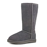 AUSLAND Women's Classic Leather Tall Snow Boot, Grey, 5.5 US/36 EUR