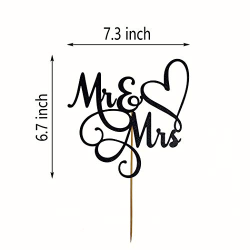 Topper Per Torta Con Scritta In Inglese “Mr And Mrs”, Con Scritta “Bride And Sposo”, Decorazione Per Torta Di Fidanzamento, Doppia Faccia Con Glitter Nero - 3