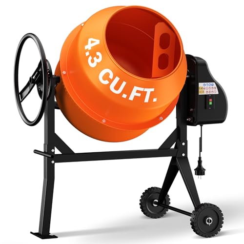 Portable Concrete Mixer 4.3 Cu.Ft. with Wheel & Stand