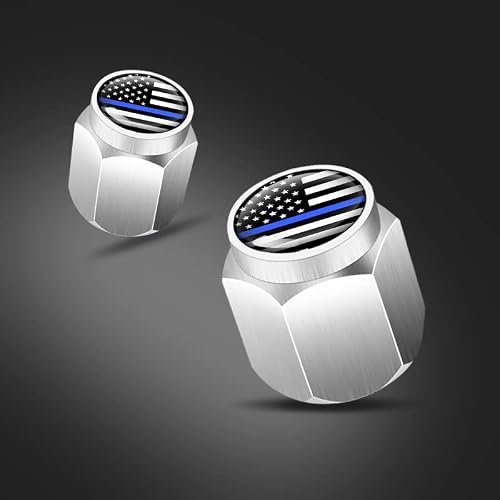 Wosite 5Pcs Chrome Silver American Flag Tire Valve Stem Caps With O Rubber Ring, Universal Metal Valve Stem Covers For Cars, Suvs, Bike, Trucks, Motorcycles Decoration Accessories (Usa Flag Blue) #TOP2
