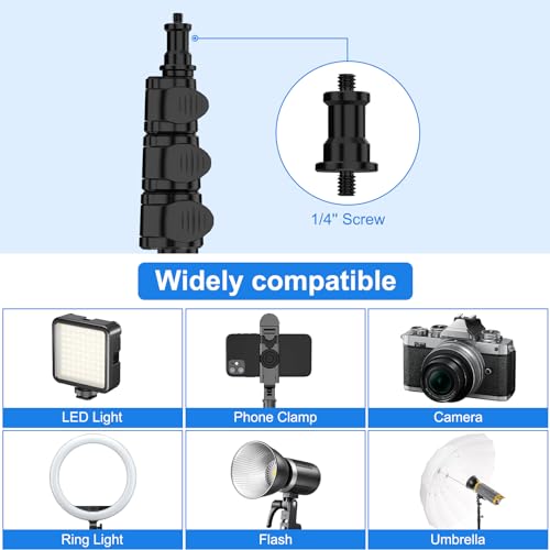Image of Anautin Extendable Light Stand Photography, 6.6ft /2m Light Tripod Stand for Travel, 13lb /6kg Heavy Duty Studio Lighting Stand for Continue Output Lighting, Flash, Strobe, Webcams, Camera, Softbox