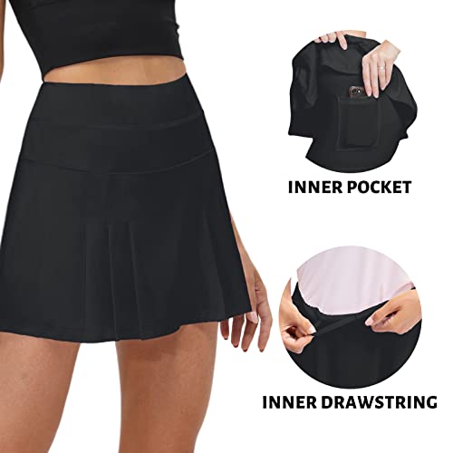Tennis Skirt With Pocket Athletic Skorts Skirts For Women High Waisted Golf Skirt Workout Pleated Skirt Running Mini Skirt Black Tennis Skirt #TOP3