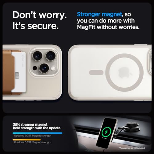 Image of Spigen for iPhone 15 Pro Case, Ultra Hybrid MagFit [Anti-Yellowing] [Compatible with Magsafe] - Frost Natural Titanium