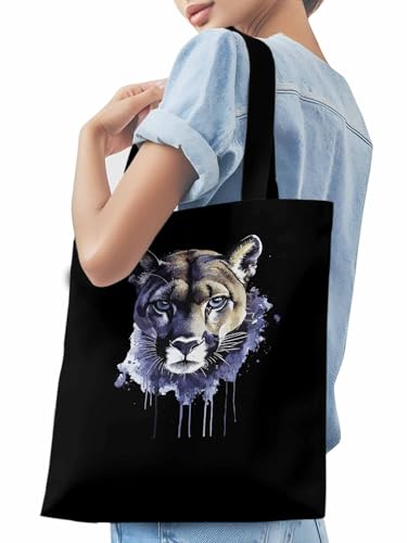 Canvas Tote Bag, Watercolor Lions Graffiti Aesthetic Canvas Tote Handbags for Women Shoulder Bag,3
