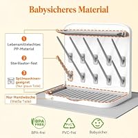 Lifewit Babyflaschen Trockenständer mit 10 Haken, Abtropfschale und Matte | Vertikal Baby Bottle Drying Rack für Arbeitsplatte, Kunststoff Flaschentrockner Ständer für Becher Pumpenteile Babyzubehör – Ansicht 6